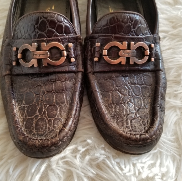 PRICE DROP TODAY ONLY Salvatore Ferragamo Brown Croc Loafers, 8.5AAA - Picture 2 of 12